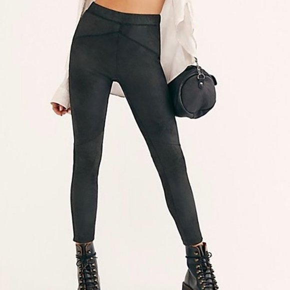 Free People Pants - NWT Free People Midnight Vegan Suede Skinny Blk SM